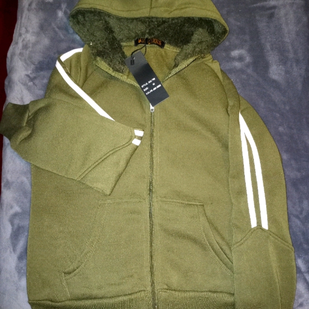 Army green joggers set w side stripes
